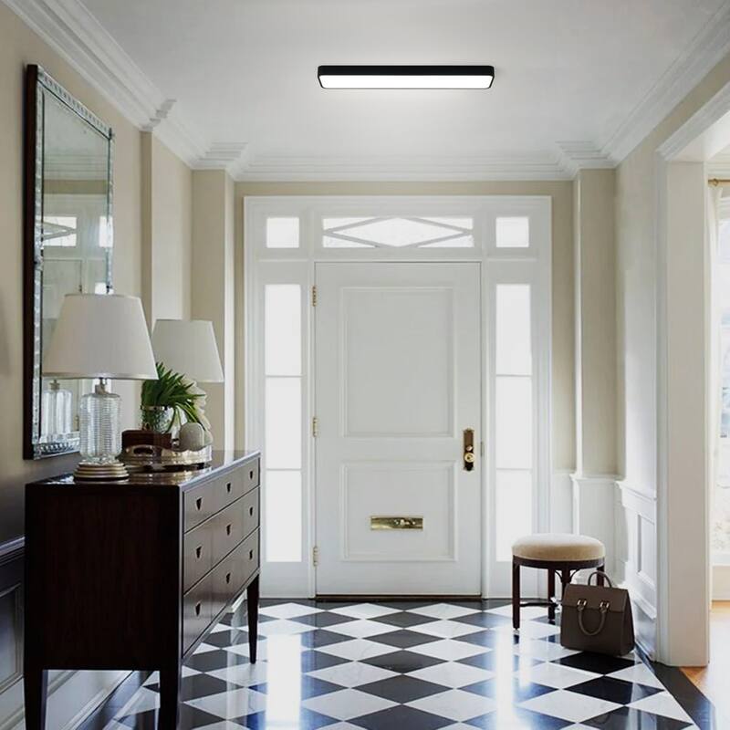 Modern Matte Black LED Flush Mount Ceiling Light 48W for Kitchen Living Room Bedroom - N/A