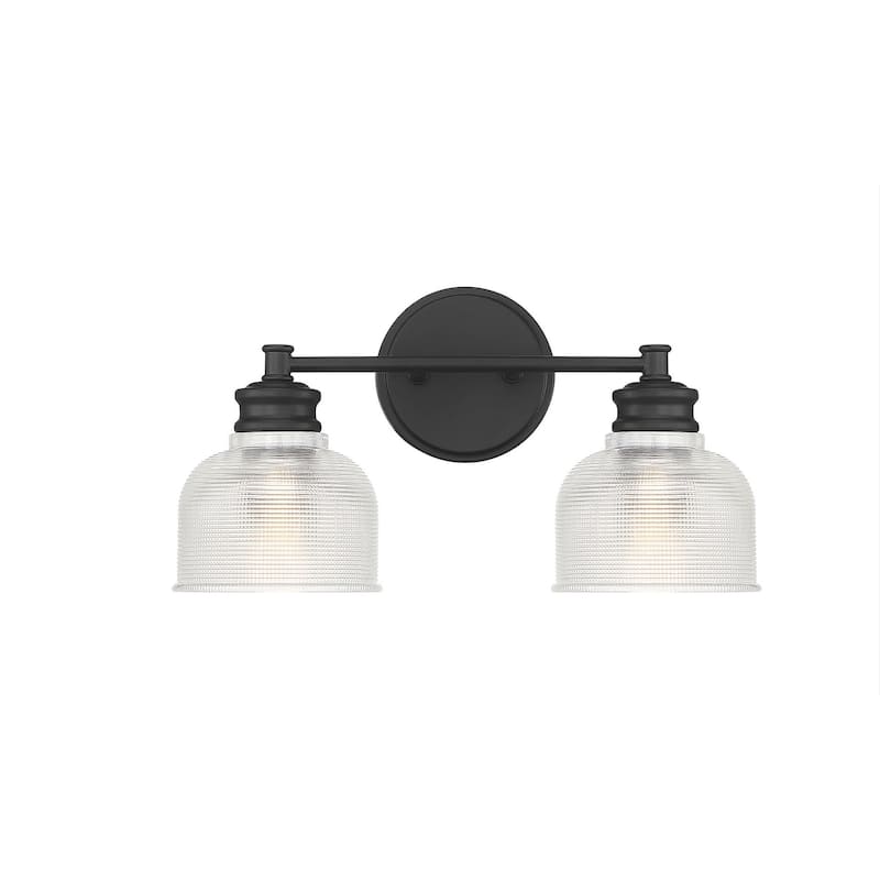 Meridian M80034 2 Light 16" Wide Bathroom Vanity Light with Halophane - Matte Black
