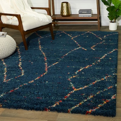 Uzma Absract Stripe Shag Area Rug