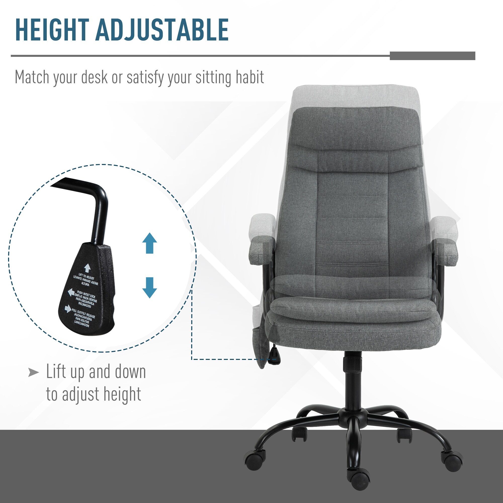 Vinsetto Office Chair Massage Executive Ergonomic USB Power Mesh Cover w/ Wheel 