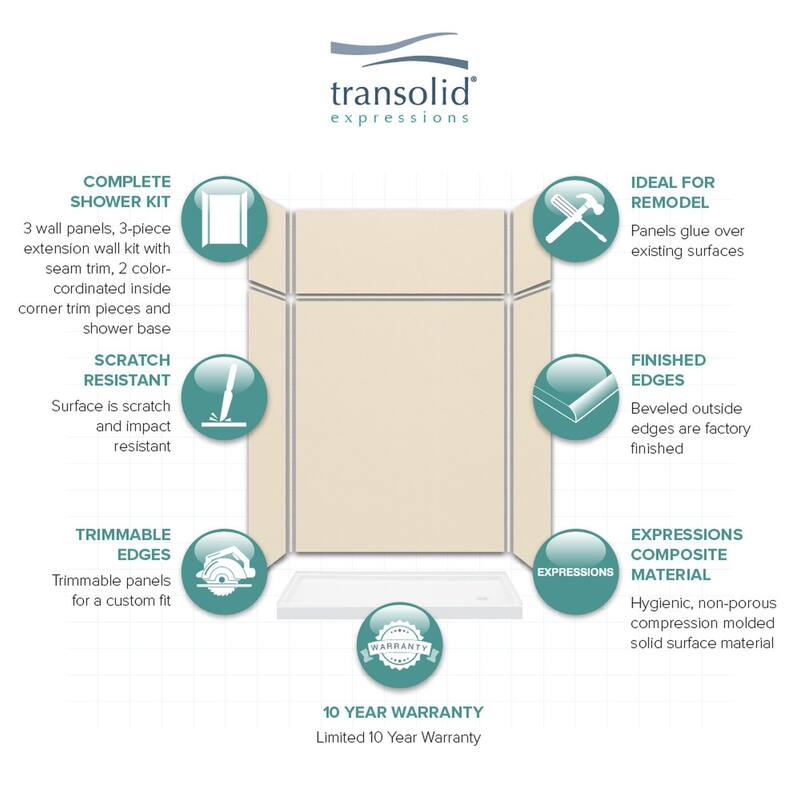 Transolid Expressions 60-in X 32-in X 96-in Glue to Wall Shower Kit - 32" x 60" x 96" - 32" x 60" x 96"
