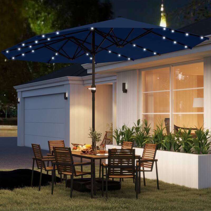 Double-Sided Large Patio Umbrella with Crank Handle Outdoor Canopy for Backyard Garden or Patio
