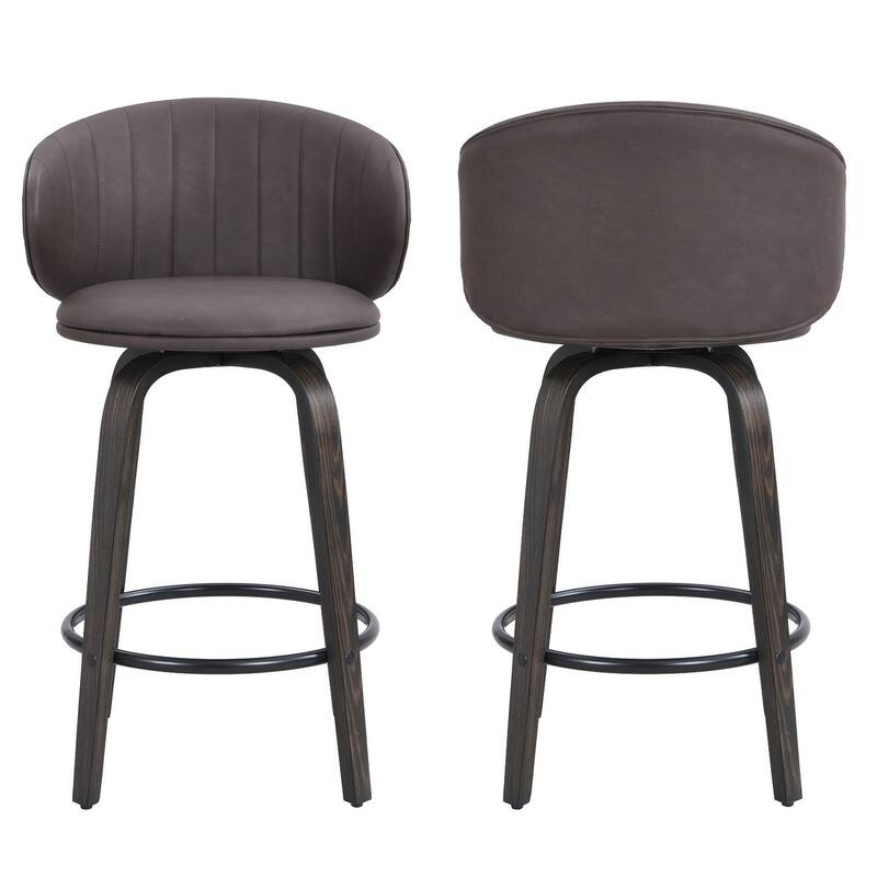 26 Inch Bentwood Bar Stools Swivel Counter Height Bar Stools