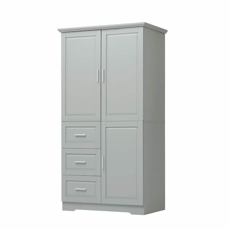 Tall and Wide Storage Cabinet with Doors and Three Drawers