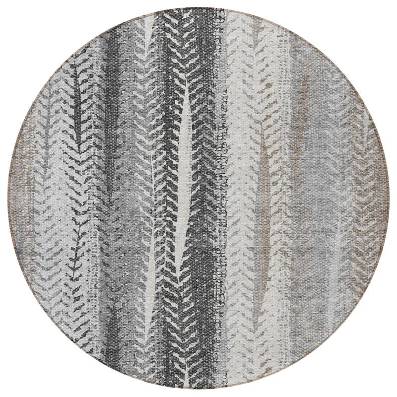 HomeRoots Botanical Leaves Transitional Rectangle Outdoor Rug