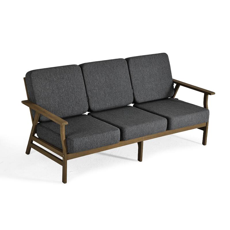 Modern Wood Outdoor Patio Sofa Loveseat with Cushion