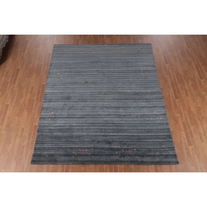 Hand Knotted Oriental 100% Wool Carpet Tribal Animal Pictorial Greys & Charcoal Gabbeh Area Rug - 10' 0'' X 8' 2''