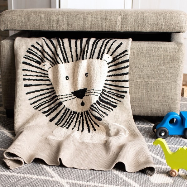 slide 2 of 2, SAFAVIEH Dandy Lion Baby Throw Blanket - 32" x 40" - 32" x 40" Grey/Black