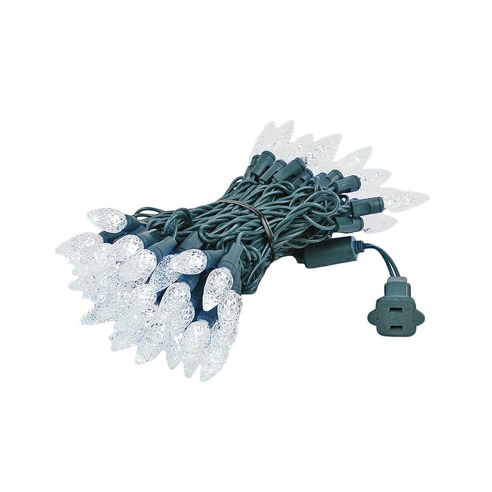 70 Light C6 True Twinkle LED Christmas Mini Light Set, Pure White, Green Wire, 24 Feet