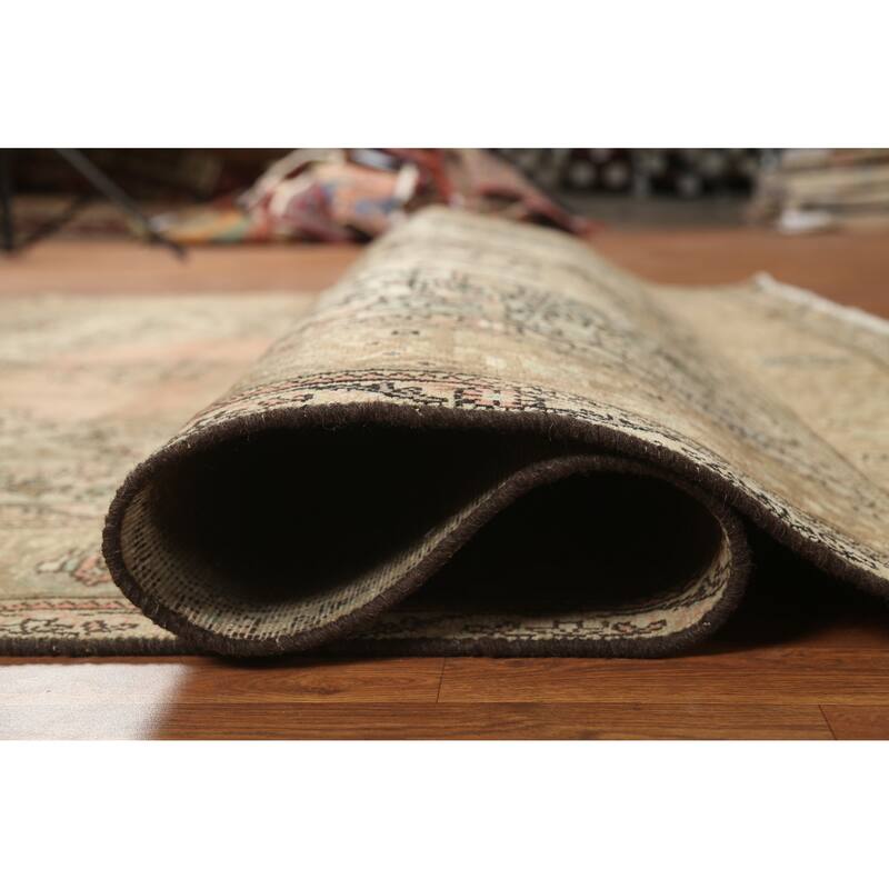 Hand Knotted Oriental 100% Wool Carpet Traditional Medallion Oranges & Rust Tabriz Area Rug - 9' 8'' X 6' 10''