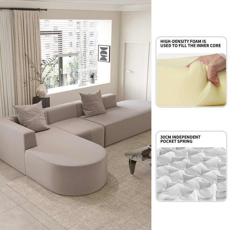Boneless Modular L-shaped Sectional Sofa with Chaise and Deep Seating