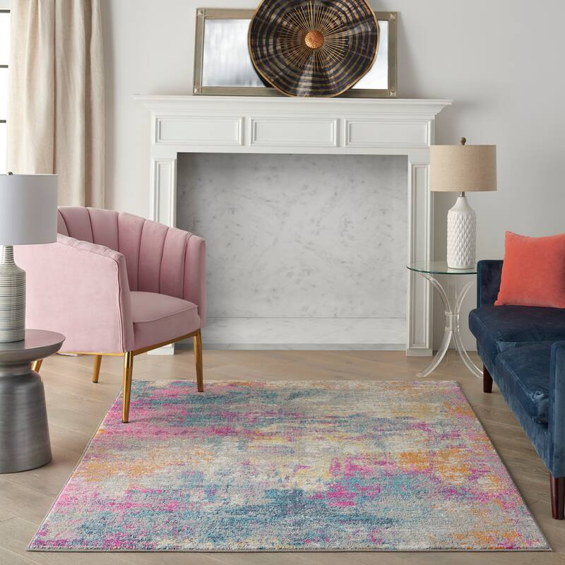 Nourison Passion Abstract Watercolor Multicolor Area Rug - 3' 9" x 5' 9" - Ivory/Multicolor