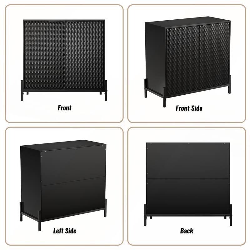 Modern Black High Gloss 2-Door Cabinet