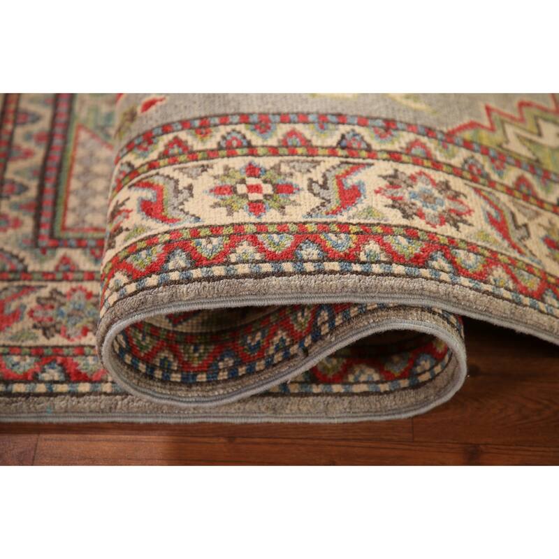 Kazak Oriental Accent Rug Hand-Knotted Grey Wool Carpet - 3'2"x 5'0"