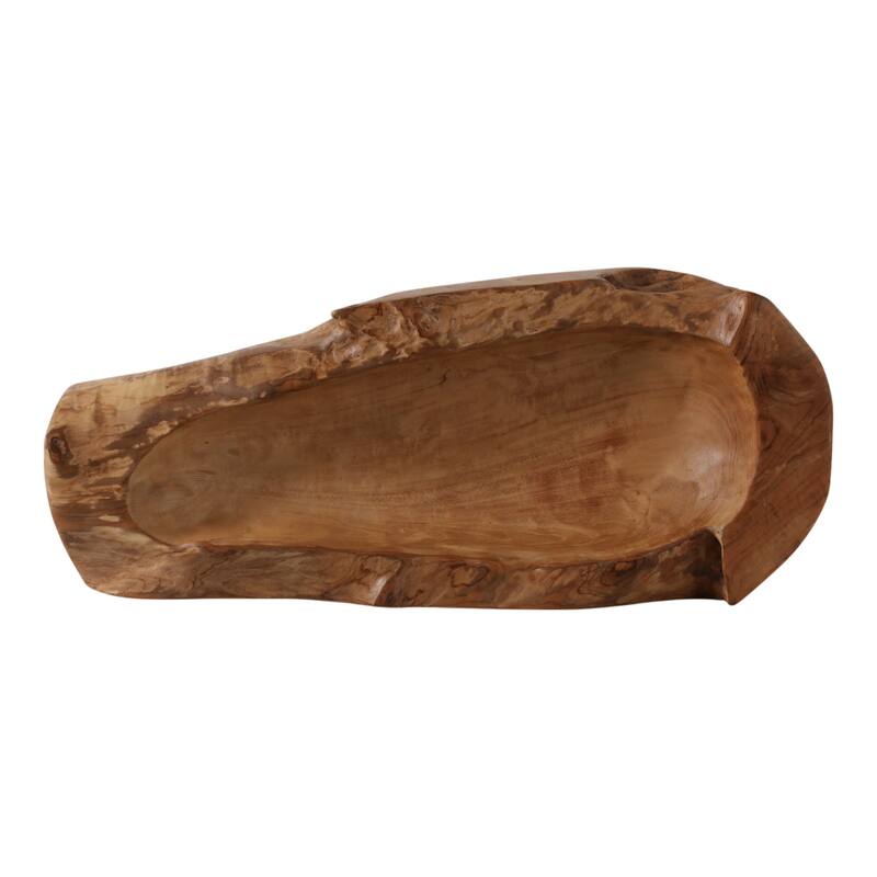 Teakwood Bowl Natural Sculpted Form Decorative Accent - 5" Brown - 24" x 10" x 5"