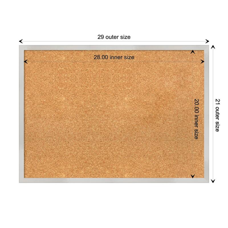 Svelte Metallic Wood Framed Natural Corkboard Bulletin Board - Svelte Silver - Board Size 28x20