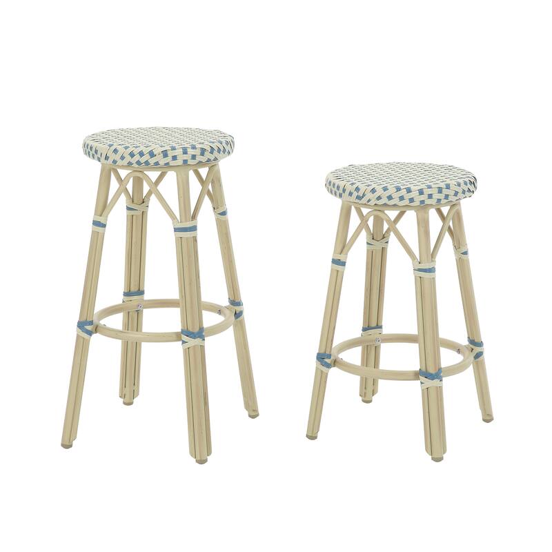 Elena Bohemian Round Wicker Patio Stools (Set of 2) by Furniture of America
