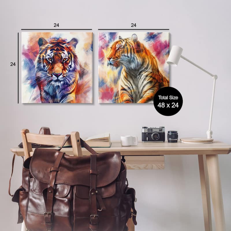 Stupell In The Wild Fierce Tiger Canvas Wall Art Design By Kim Allen (Set of 2)