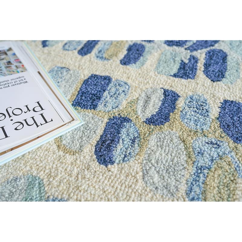 EXQUISITE RUGS Colorplay Hand-tufted New Zealand Wool Navy/Beige Area Rug.
