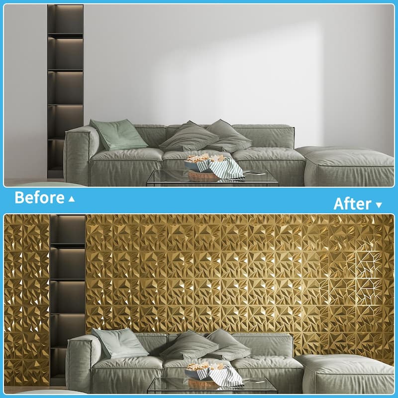 Art3d 33pcs 11.8"x11.8" PVC 3D Wall Tiles Ceiling Tiles Cover 32 Sq.Ft. - N/A