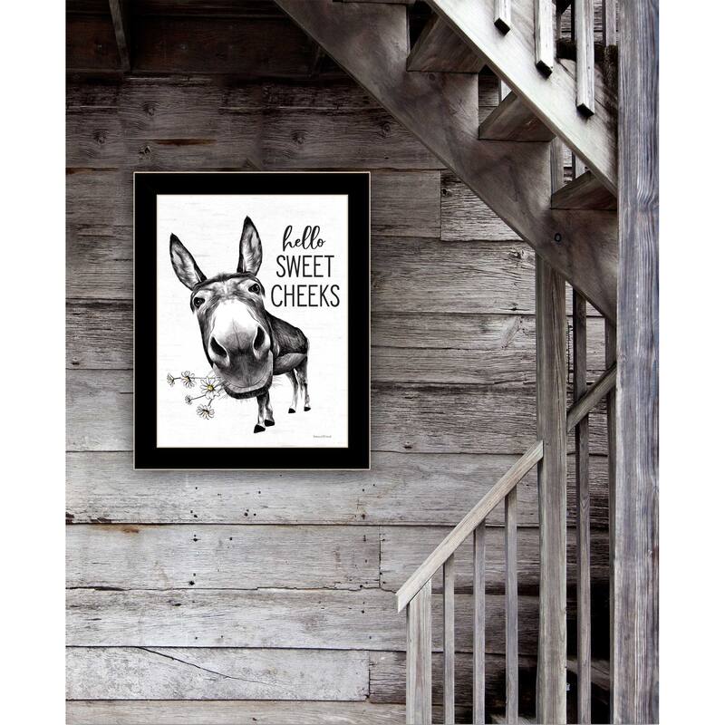 TrendyDecor4U Contemporary "Hello Sweet Cheeks Donkey" Framed Print Wall Art
