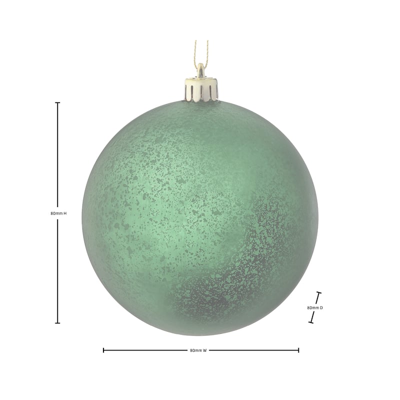 80mm Shatterproof Plastic Matt Mercury Ball Ornament Set of 2