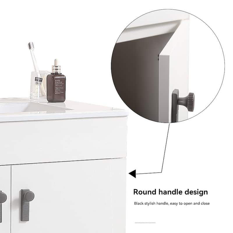 30 in. W x 19 in. D x 23 in. H Bathroom Vanity with White Ceramic Basin,Two Soft Close Cabinet Doors,Excluding Faucets