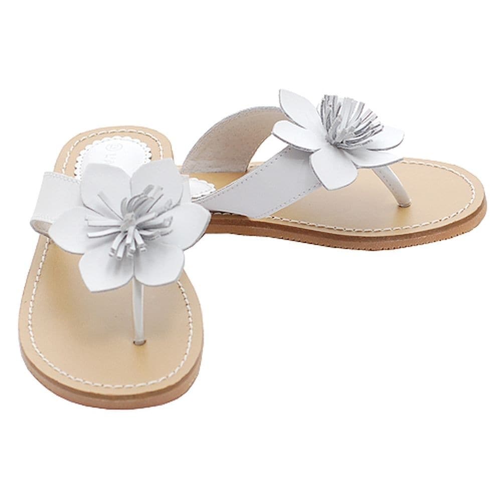 girls white flip flops
