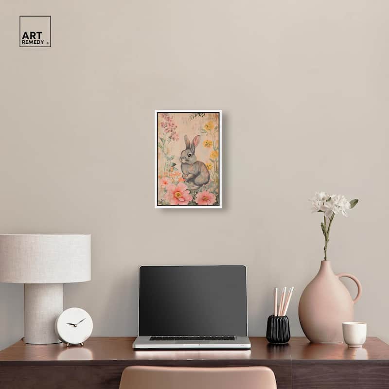Floral Bunny Canvas by Art Remedy