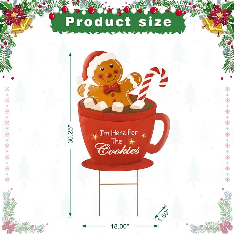 Glitzhome Christmas Gingerbread Boy Girl Yard Stakes Standing Hanging Decoration