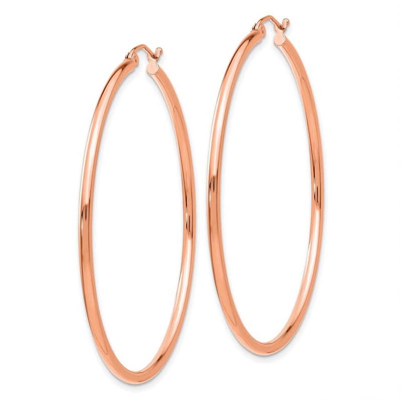 Curata 14k Rose GoldPolished Hoop Earrings - 50x50mm