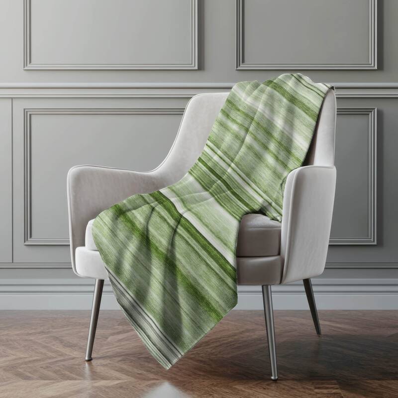 Premium Machine Washable Contemporary Stripes Sherpa Throw Blanket - Aloe - 4'2" x 5'10"
