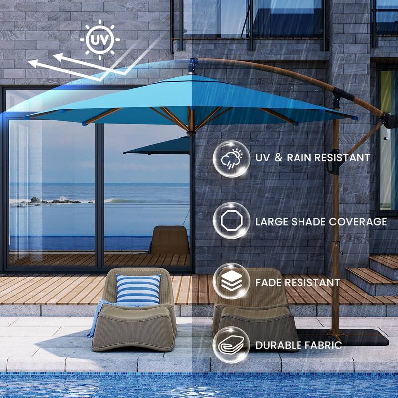 COSIEST 10FT Offset Patio Umbrella，360-Degree Rotation, UV & Waterproof Canopy