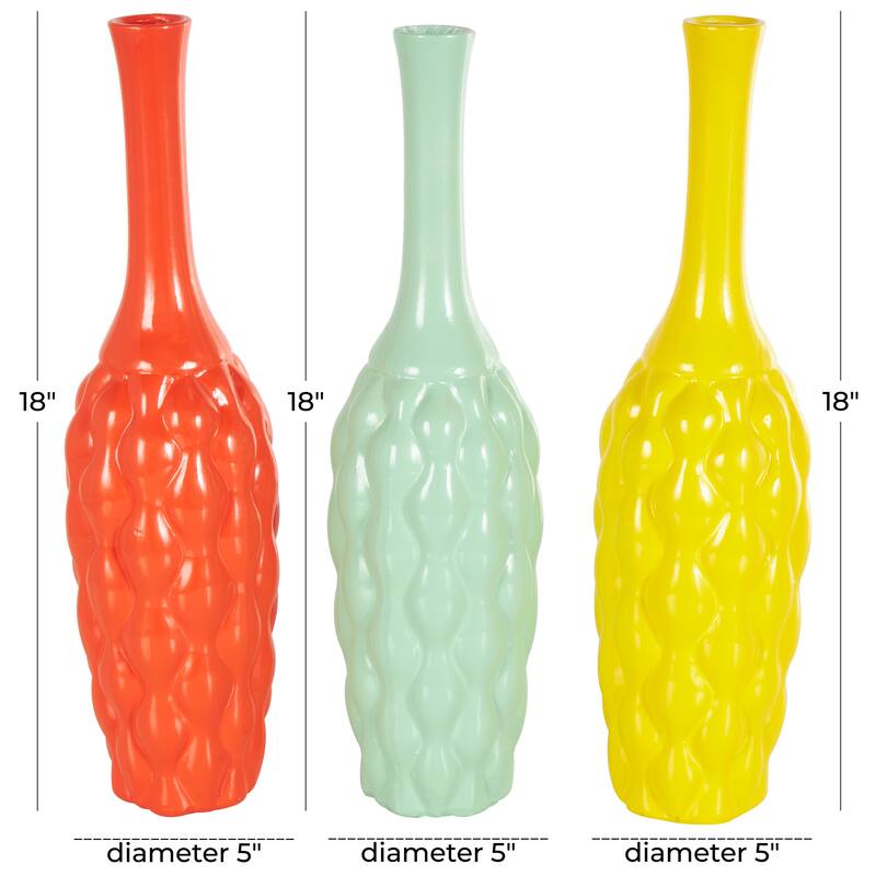 Ceramic Vase - Set of 3 Multi Colored - Roche River Decor - 5"W x 5"L x 18"H
