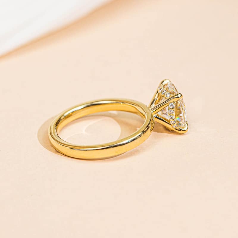 Kobelli Sunset Line 4.1 Carats Lab Grown Diamond Certified 14k Solid Gold Round Floating Drape Halo Verona Ring