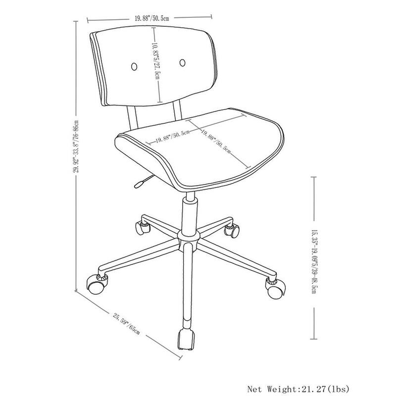 WYNDENHALL Perry Swivel Adjustable Executive Computer Bentwood Office Chair - 22 W x 25 D x 34.1 H