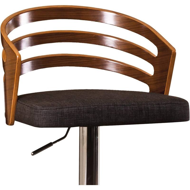 Modern Wood Back Adjustable Swivel Bar Stool with Cushion