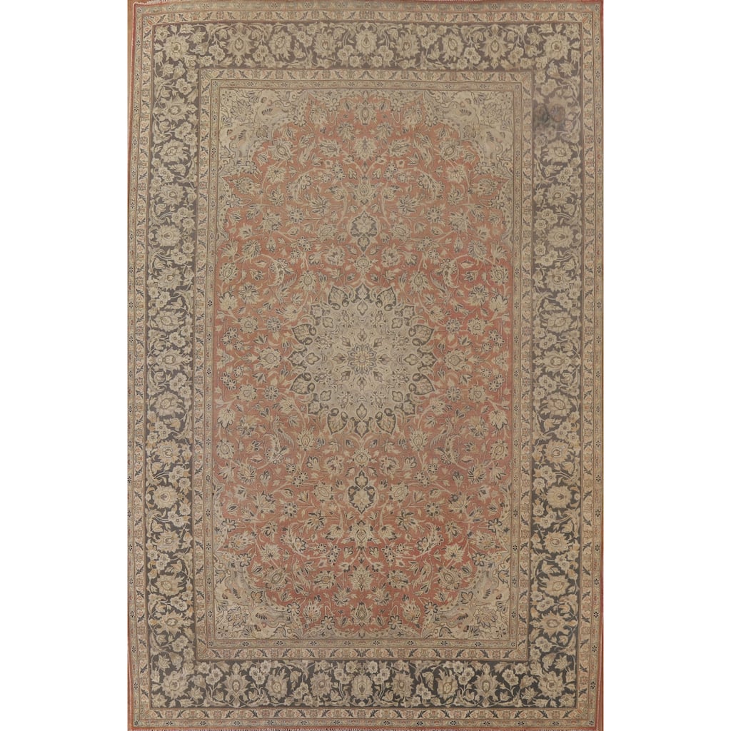 Traditional Kashan Persian Vintage Area Rug Hand-knotted Wool Carpet - 10'0" x 13'4"