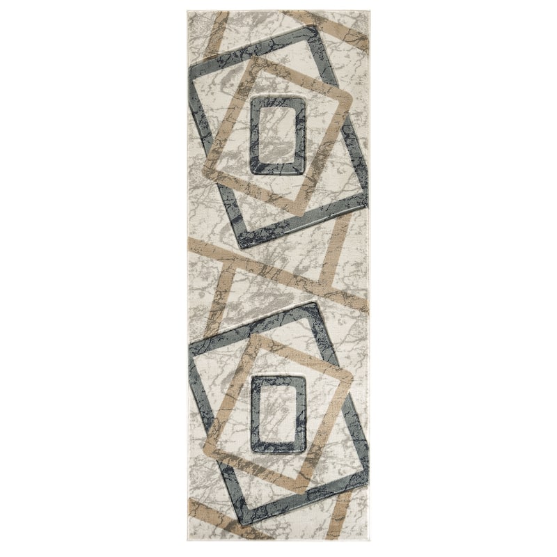 Orelsi Collection White/Cream Area Rug - 2'8'' X 8'1''
