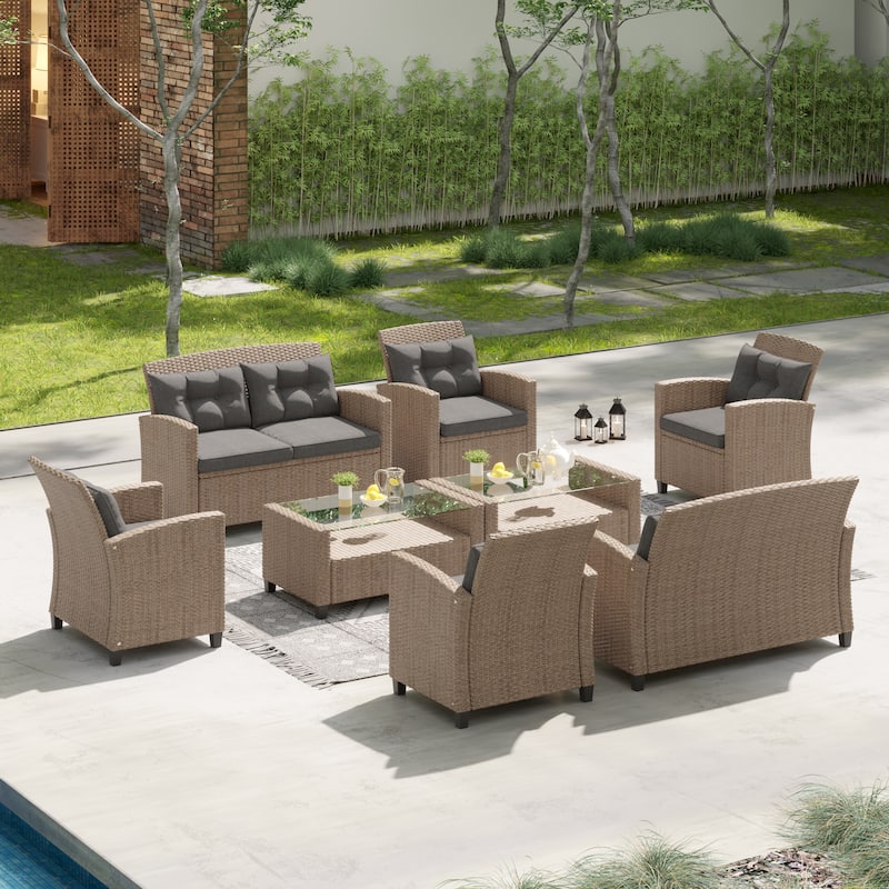 Corvus Armitage 8-piece Outdoor Wicker Sofa Set with Cushions