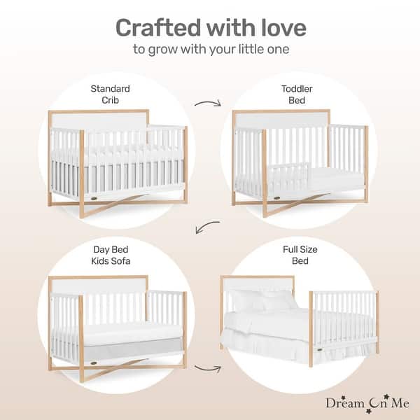 dimension image slide 0 of 2, Dream On Me Owen 5-in-1 Convertible Crib, Vintage White Oak - Vintage White Oak