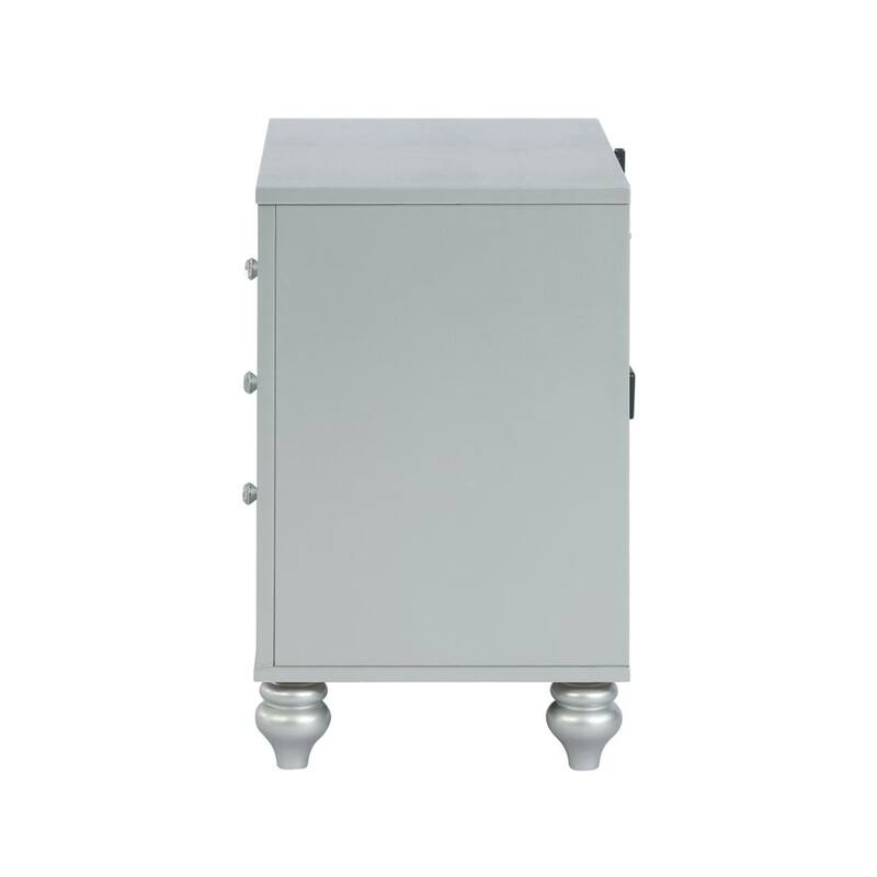 2 Drawers Nightstand with Fret Work Detail