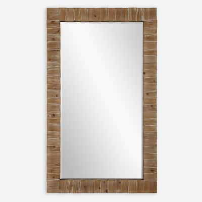 Overlapped Slabs Oversized Wall Mirror - 73.75" - Brown