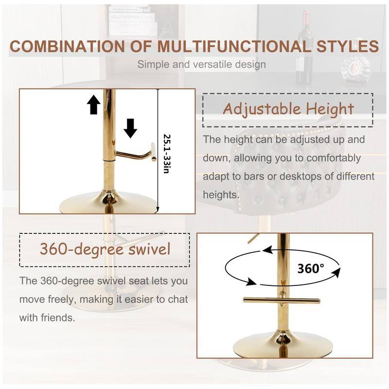 Modern Upholstered Swivel Adjusatble Height Barstools Set of 4