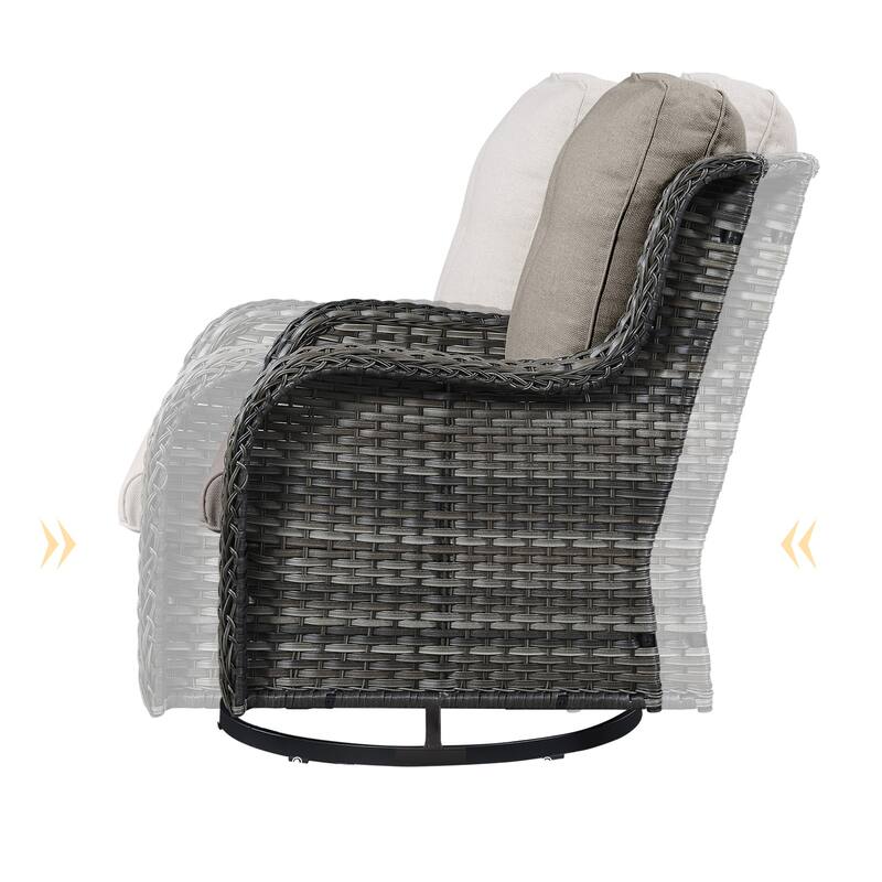 Pocassy Outdoor Wicker Glider Swivel Club Chairs (Set of 2)