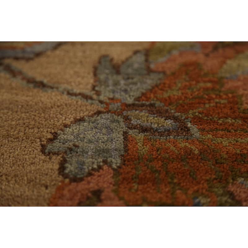 All-Over Floral Oushak Indian Large Area Rug Hand-Knotted Wool Carpet - 12'0"x 17'10"