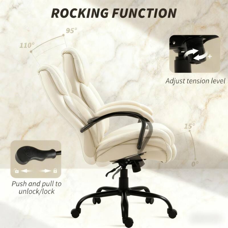 Executive Office Chair - Plush Padding, Adjustable & Rolling Wheels for Effortless Office Style