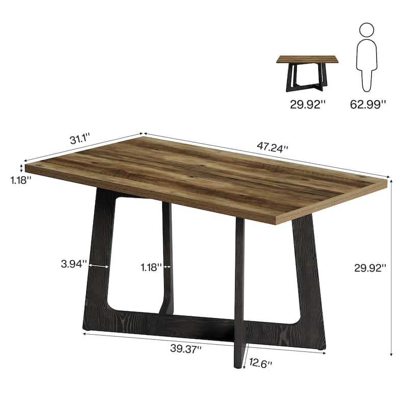 47'' Small Dining Table, Farmhouse Rectangle Kitchen Table for 2-4