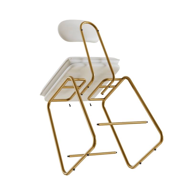 VECELO PU Leather Dining Chairs Set of 2/4/6 Modern Kitchen Island Stools with Backrest & Footrest Counter Height Bar Stools