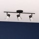 preview thumbnail 1 of 8, Dalton Black Semi Flush Mount Ceiling Track Fixture, 3-Adj Light Heads, Clear Glass Shade, Dimmable, Integrated LED Matte Black - 23-in W x 6.75-in H x 6-in D
